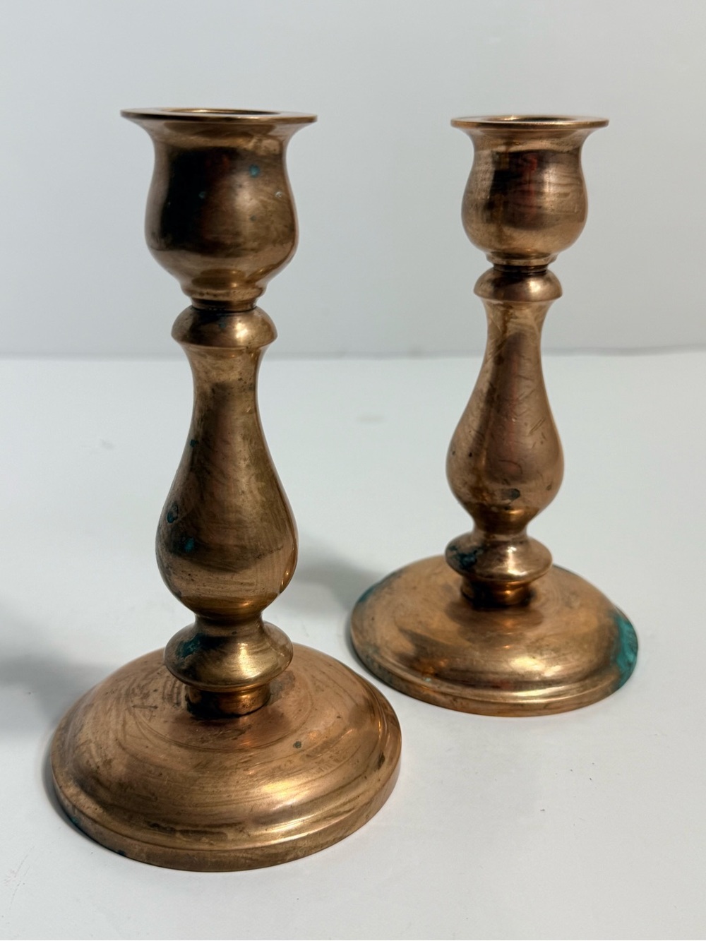 Vintage Brass Taper Candlestick Holders Set Of 2